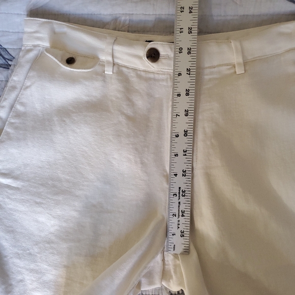 Banana Republic Linen Cotton Bermuda Shorts Pockets Cream Ivory Off White - Picture 7 of 12